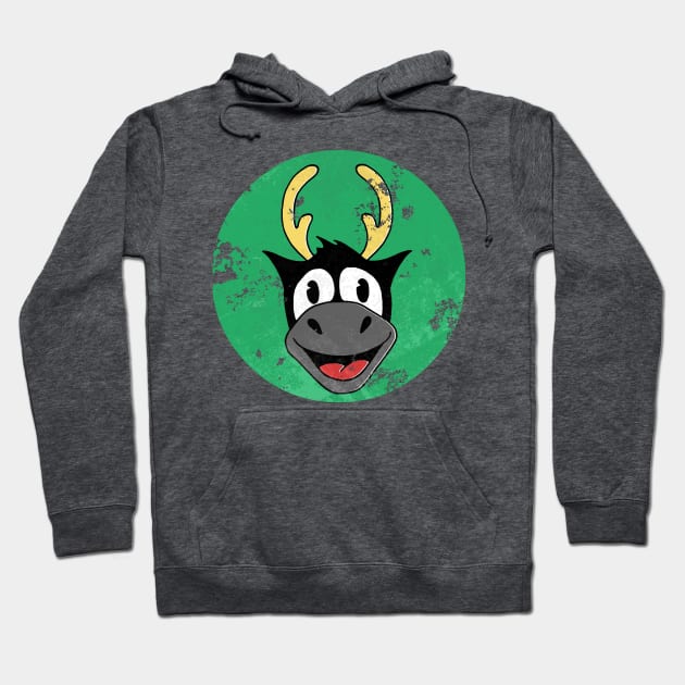 Vintage Cartoon Reindeer Head Hoodie by ToyboyFan